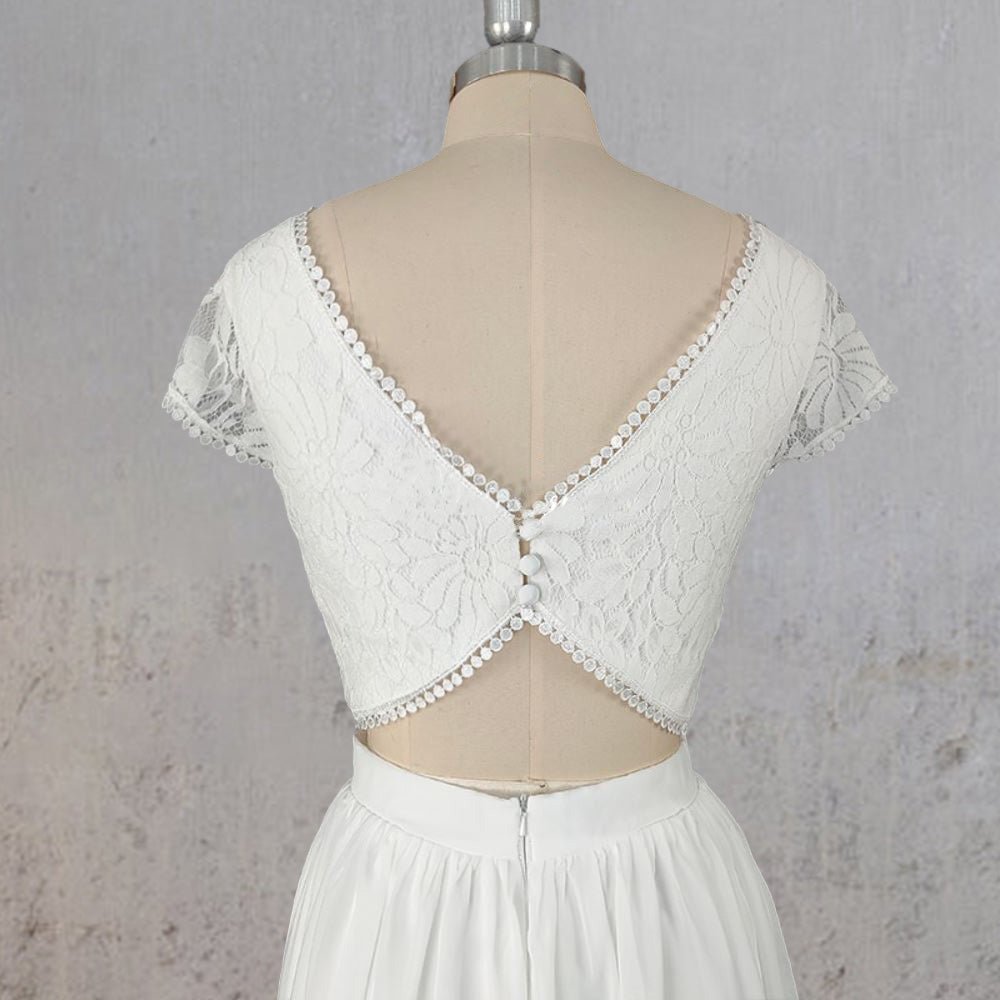 A-Line Two Piece Chiffon Lace Wedding Dress