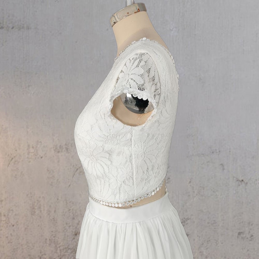 A-Line Two Piece Chiffon Lace Wedding Dress