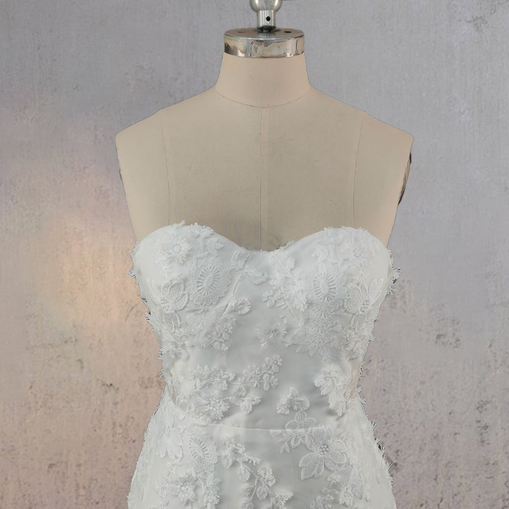 Mermaid Lace Blossom Low Back Wedding Dress