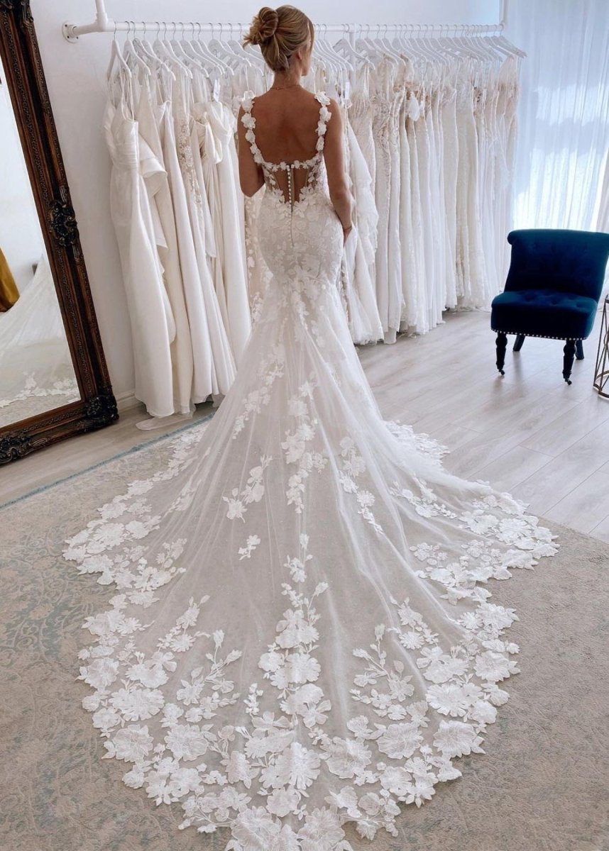 Fairy Mermaid Sweetheart Lace Wedding Dresses with Appliques