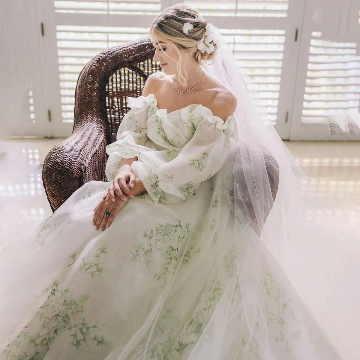 Danica | A-Line Floral Appliqued Majesty Bridal Wedding Dress with Ruffles
