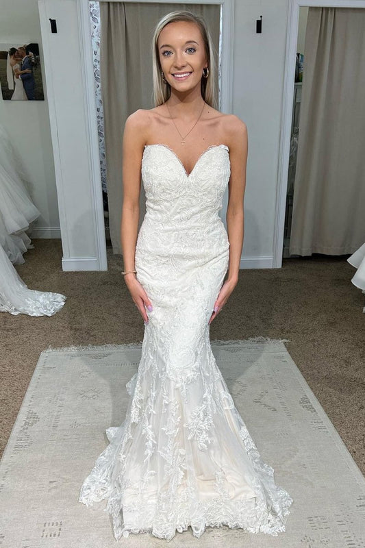 Marlowe | White Sweetheart Mermaid Long Lace Wedding Dress