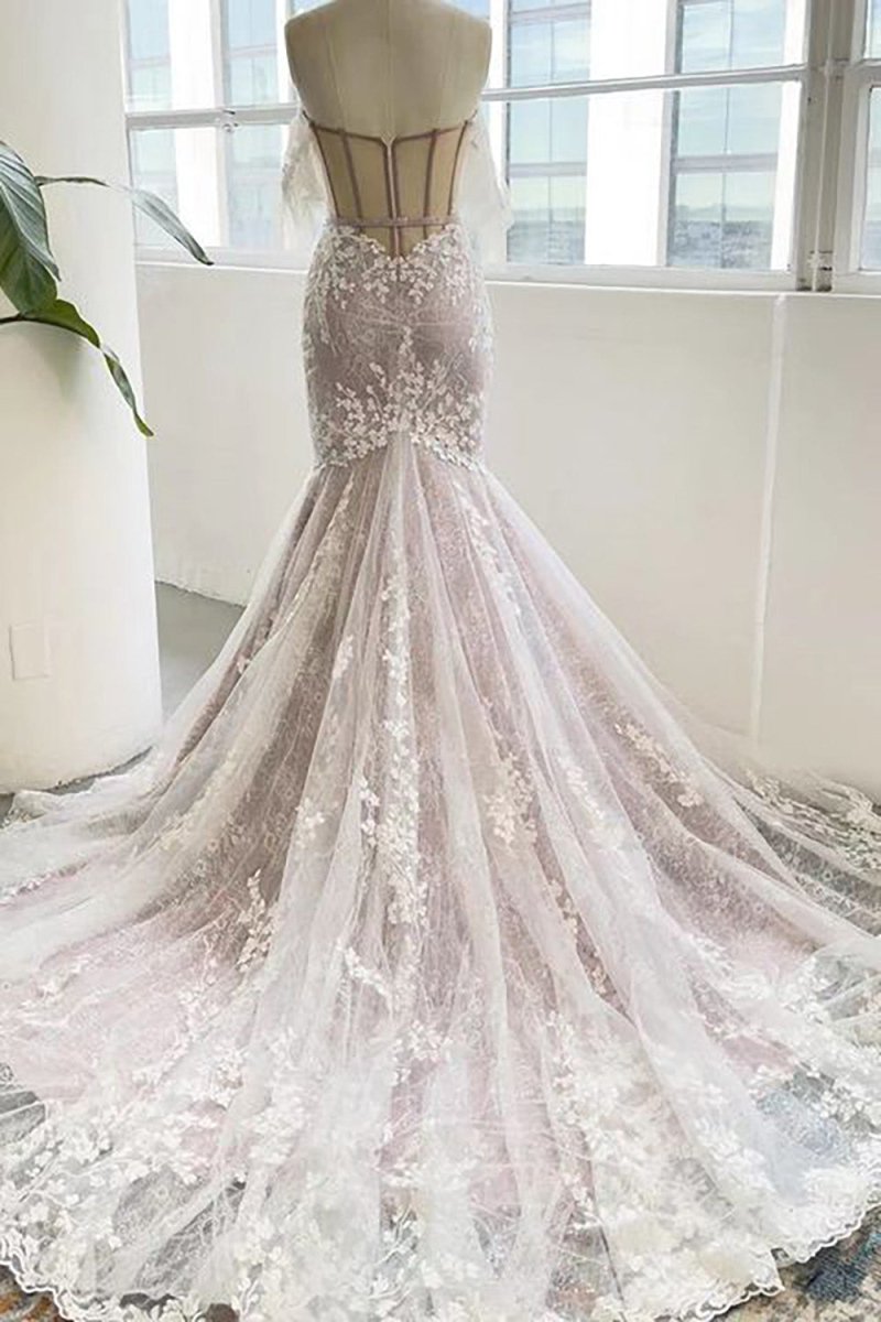 Zayla | Grey Sweetheart Corset Mermaid Wedding Dress with Appliques
