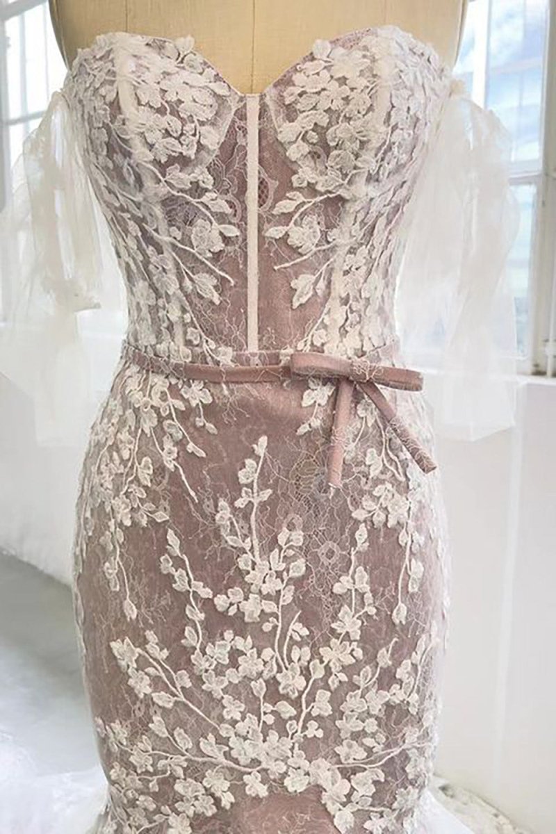 Zayla | Grey Sweetheart Corset Mermaid Wedding Dress with Appliques