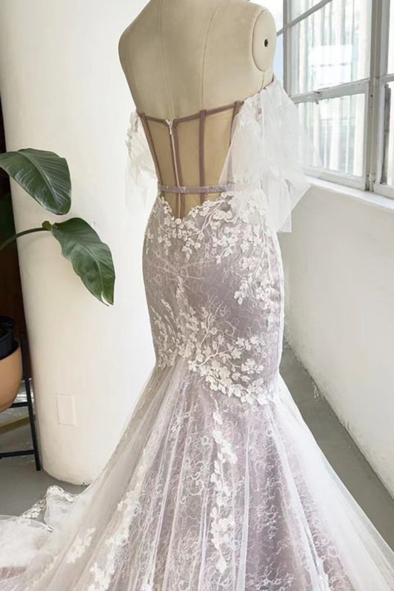 Zayla | Grey Sweetheart Corset Mermaid Wedding Dress with Appliques