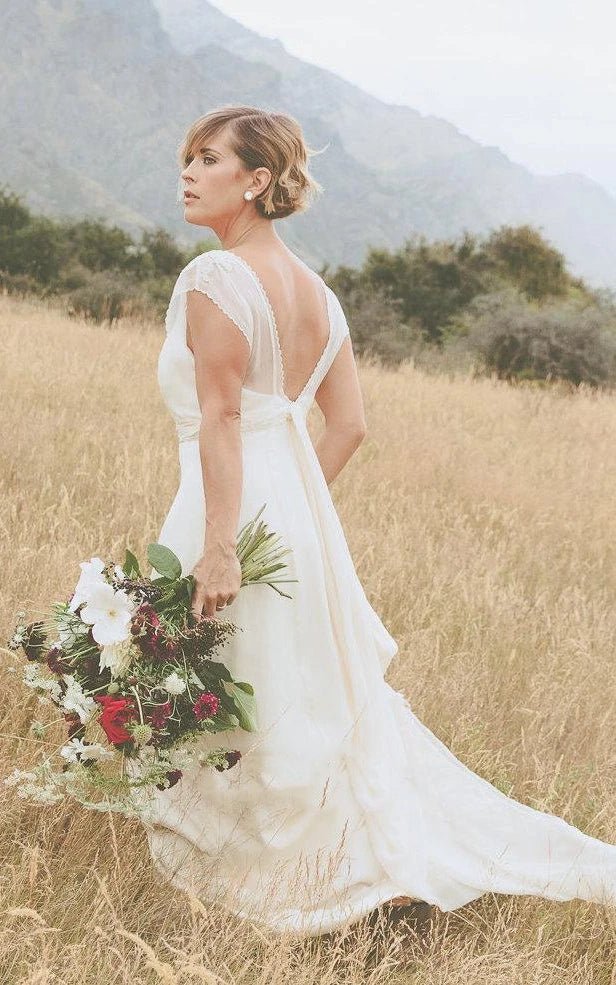 Belle Crinkle Low Back In Dark Ivory Wedding Dress