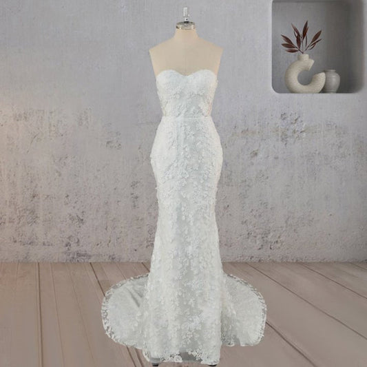 Mermaid Lace Blossom Low Back Wedding Dress
