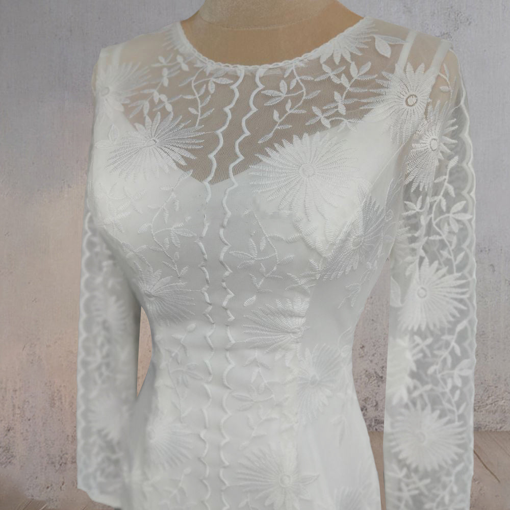 Mermaid Lace Embroidery Long Sleeves Wedding Dress
