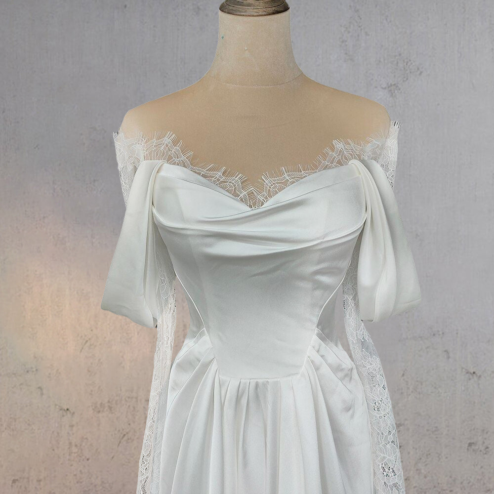 Mermaid Off-the-Shoulder Satin Lace Wedding Dress