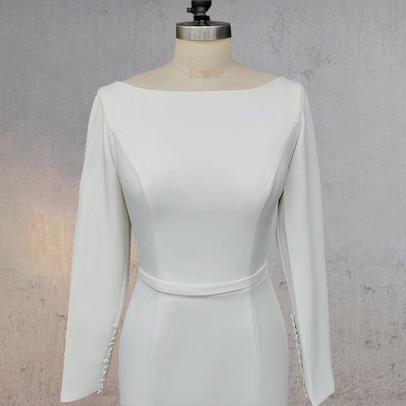 Mermaid Scoop Neck V Back Satin Wedding Dress
