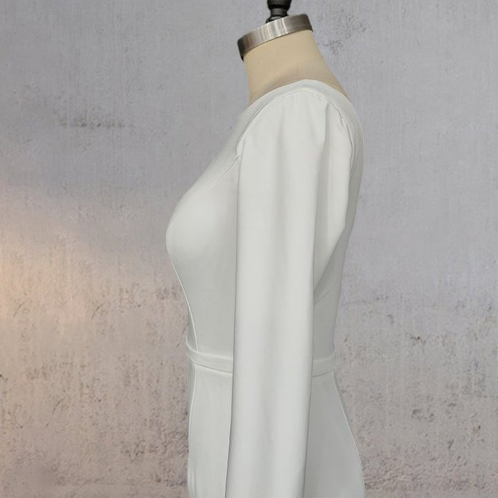 Mermaid Scoop Neck V Back Satin Wedding Dress