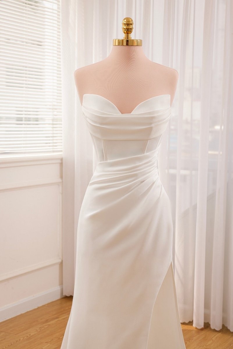 Sia | Mermaid Strapless Satin Wedding Dress With Convenient Detachable Skirt