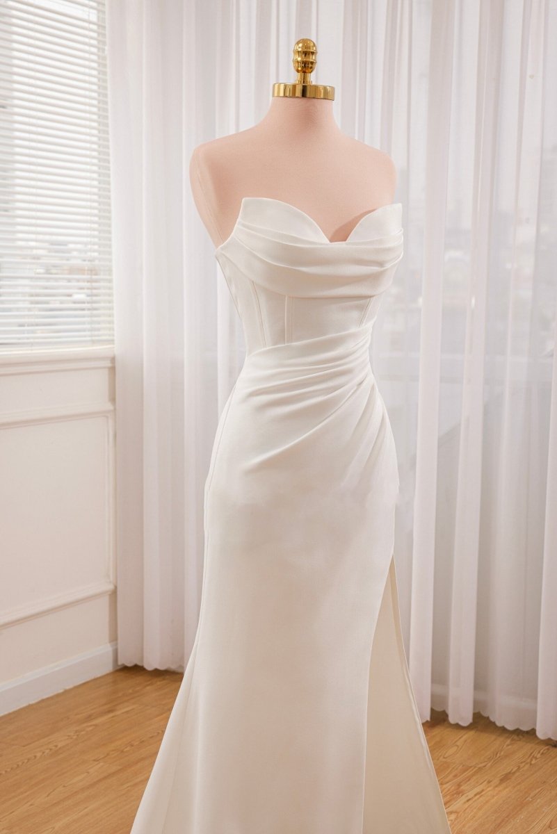 Sia | Mermaid Strapless Satin Wedding Dress With Convenient Detachable Skirt