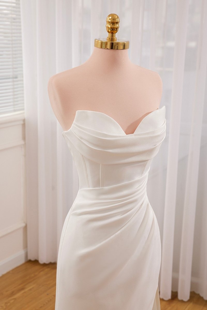 Sia | Mermaid Strapless Satin Wedding Dress With Convenient Detachable Skirt
