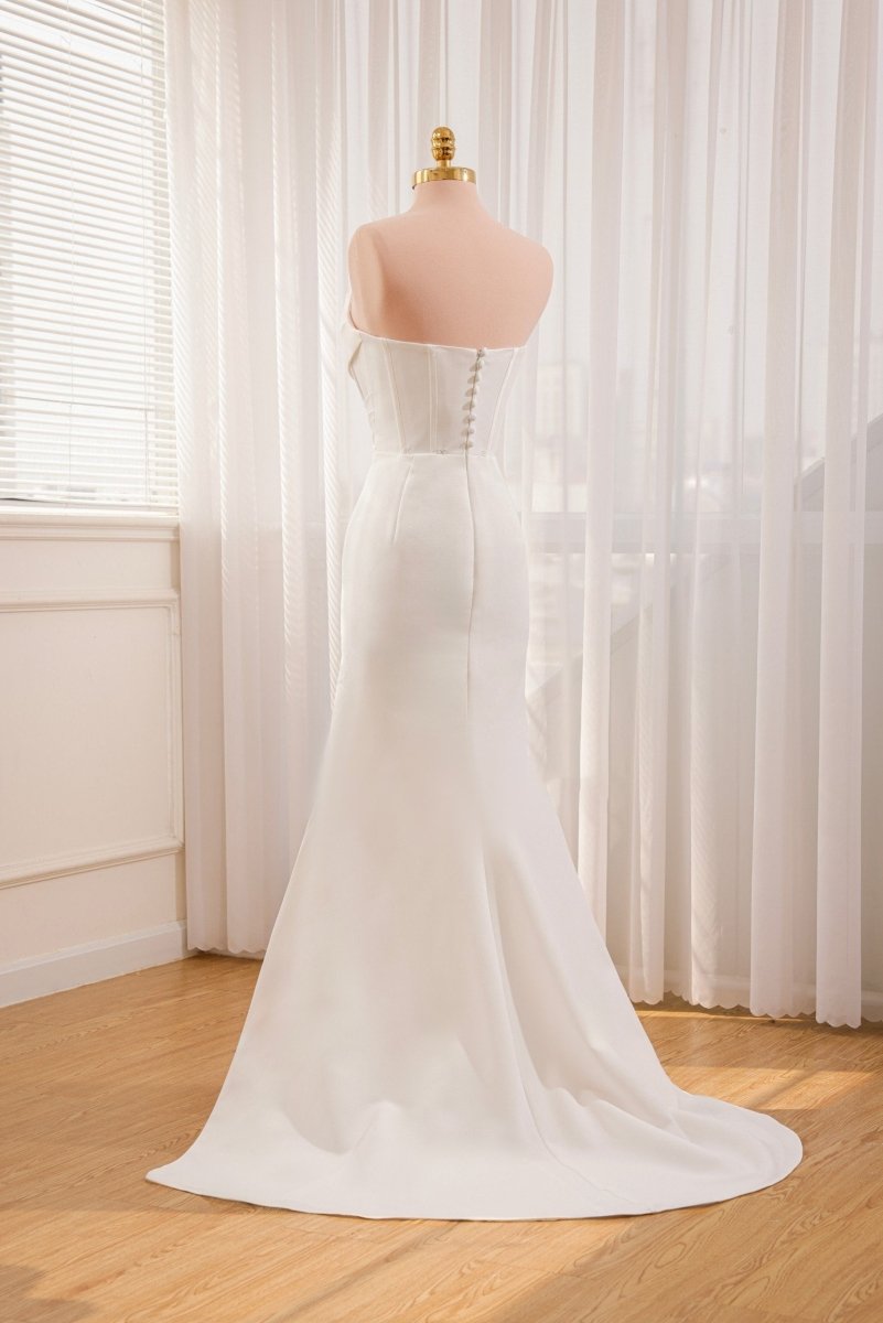 Sia | Mermaid Strapless Satin Wedding Dress With Convenient Detachable Skirt