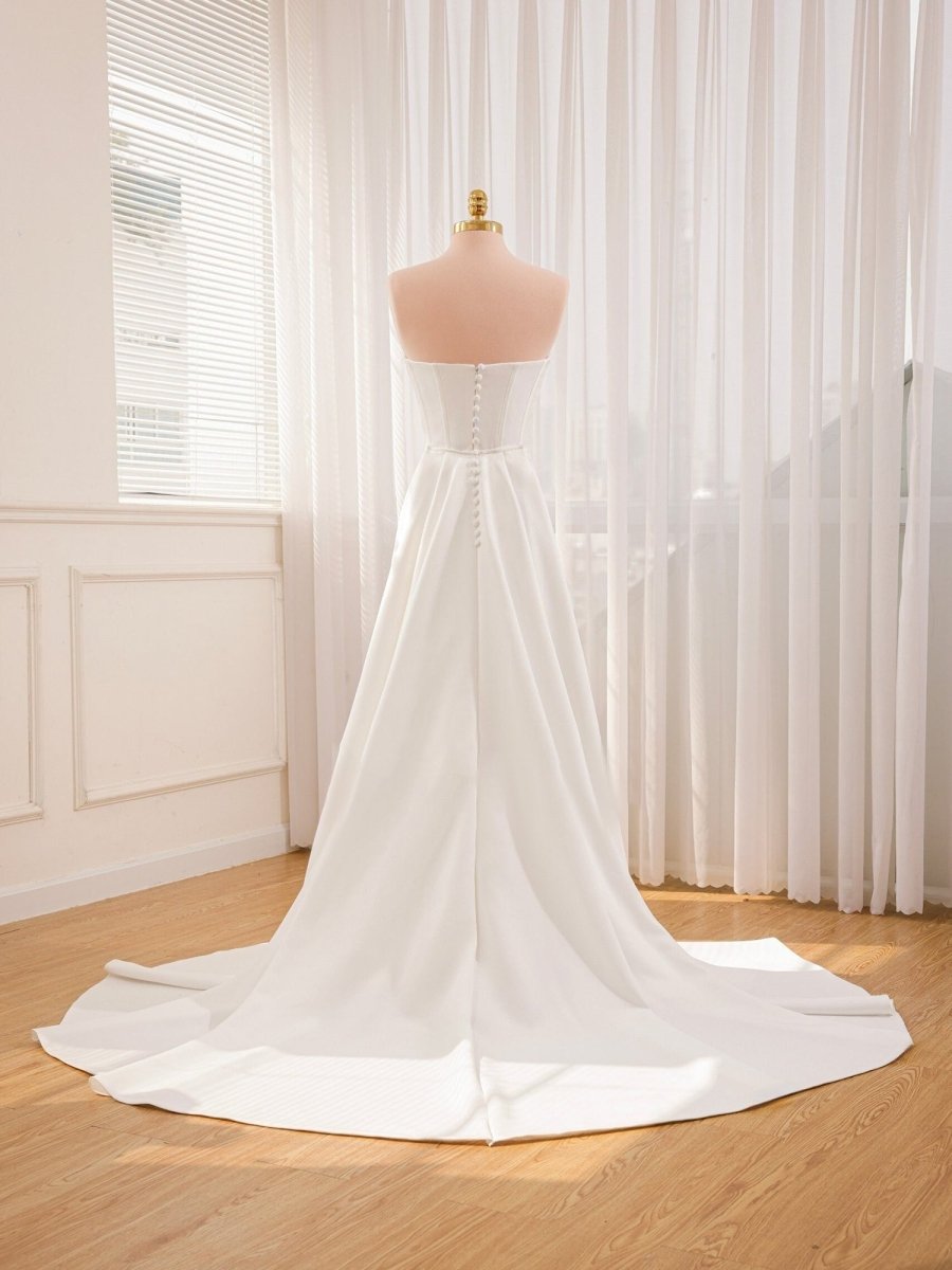 Sia | Mermaid Strapless Satin Wedding Dress With Convenient Detachable Skirt