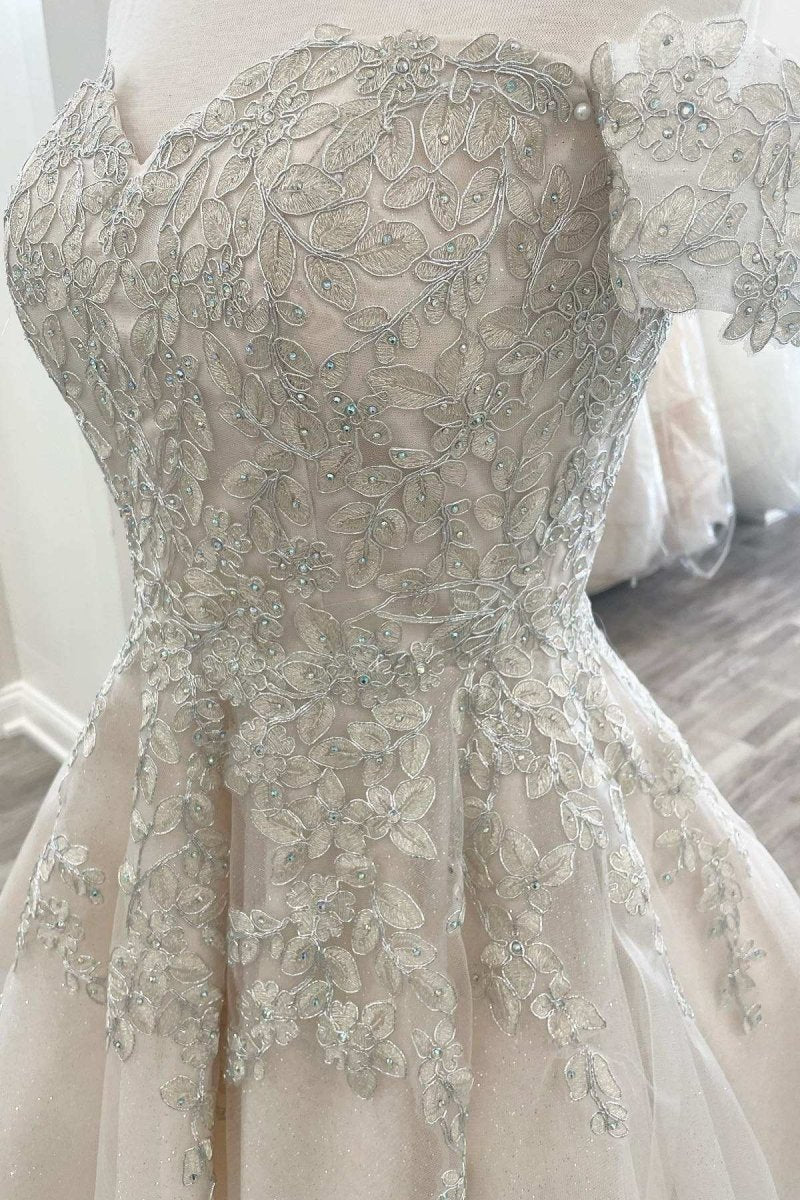 Bellarose | Lace White Appliques A-Line Short Wedding Dress