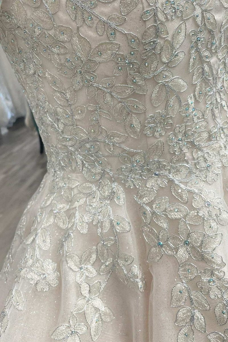 Bellarose | Lace White Appliques A-Line Short Wedding Dress