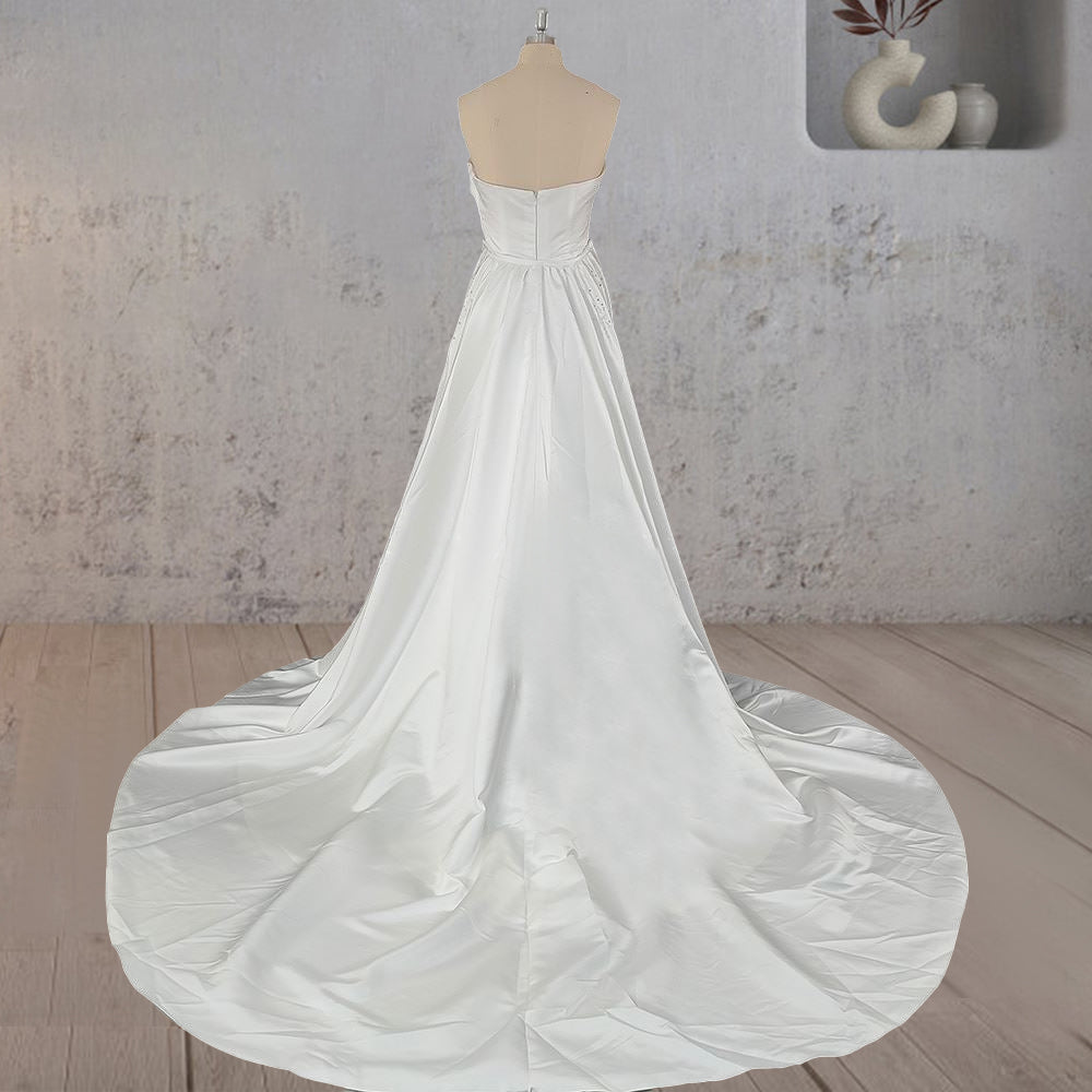 Unique Mermaid Satin Wedding Dress with Beadings